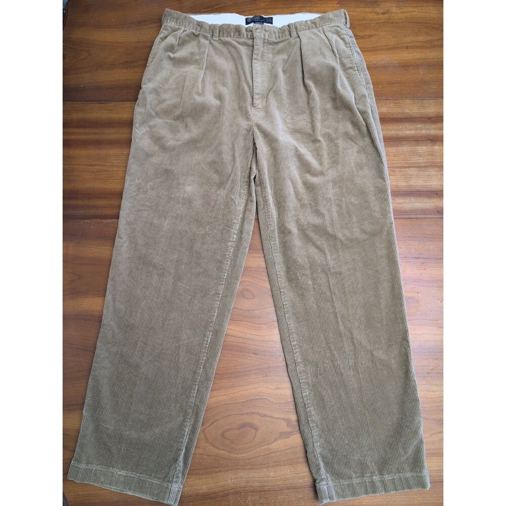 Polo Ralph Lauren Andrew Pant Beige Corduroy Cords Pleated Trousers 90’s 38x32